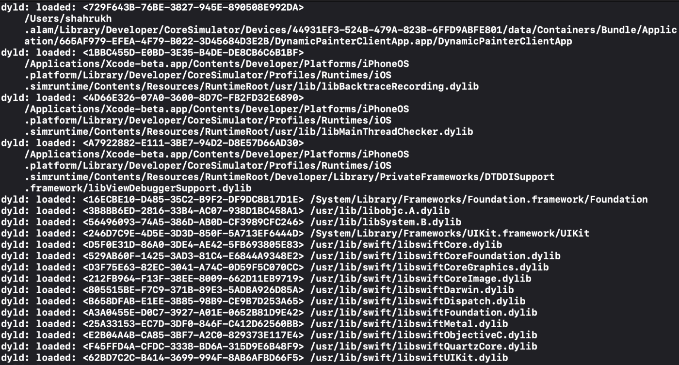 Xcode Dylib print libraries output