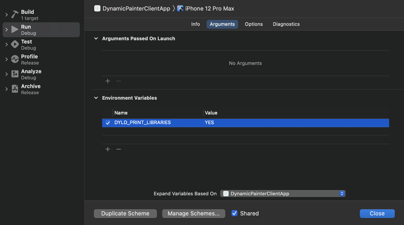 Xcode Dylib print libraries