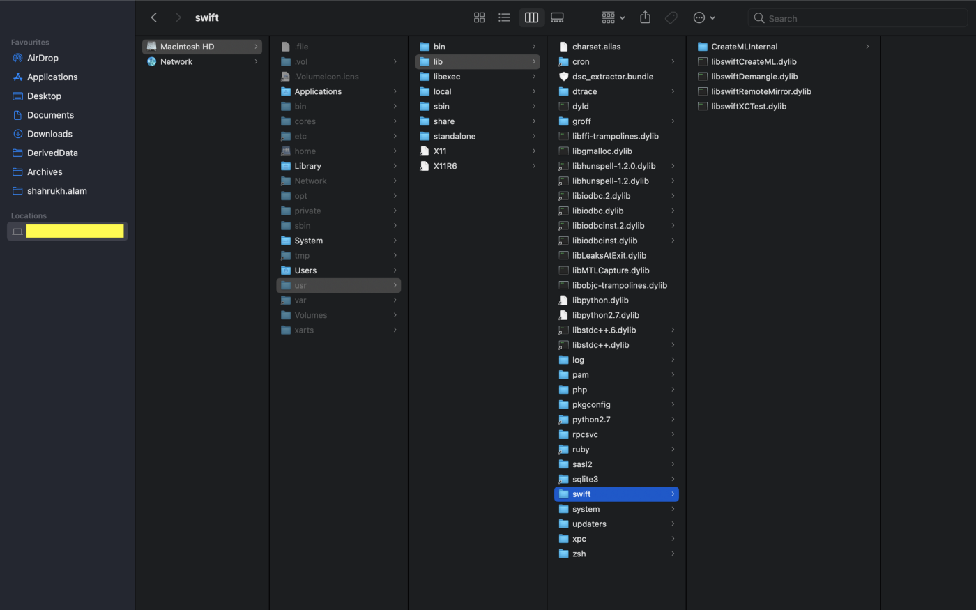 Swift helper libaries in Finder