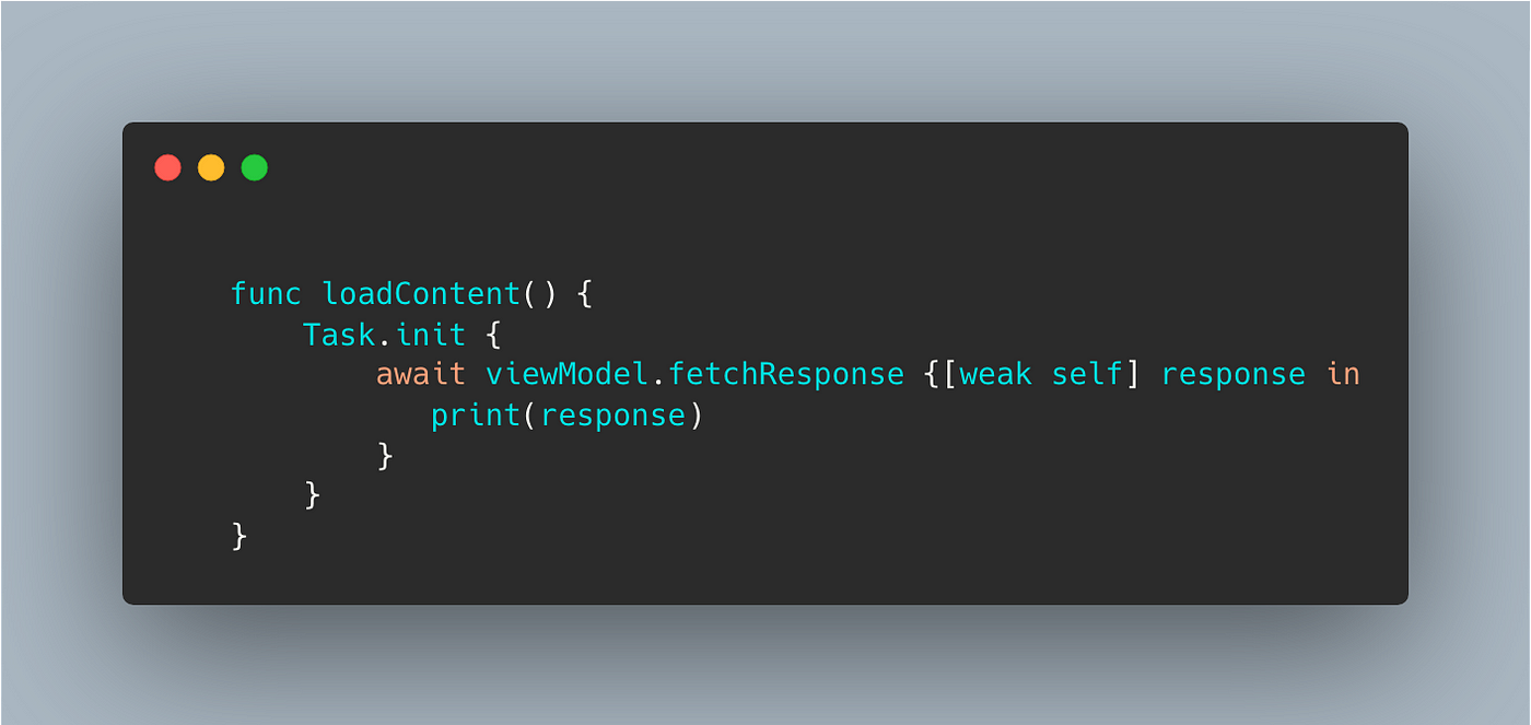 Using async/await Controller/ViewModel side